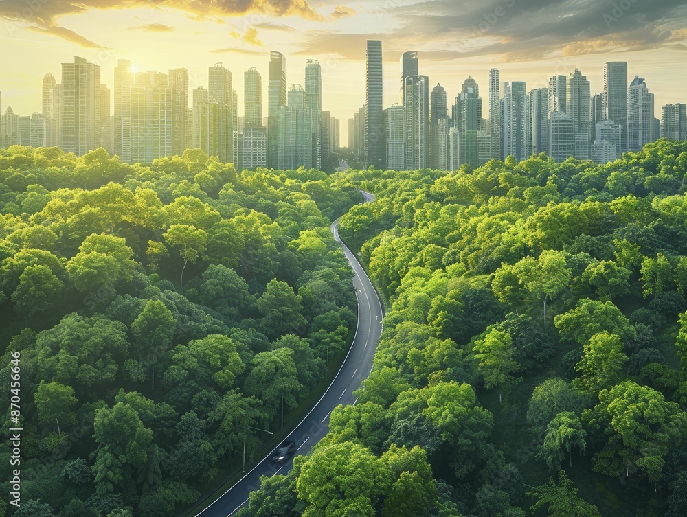 Canvas Prints Explore vibrant green city initiatives focusing on sustainable growth, eco-friendly practices, and green infrastructure development.