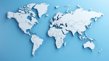 Minimalistic 3d earth map on soft blue gradient background   simplified global representation