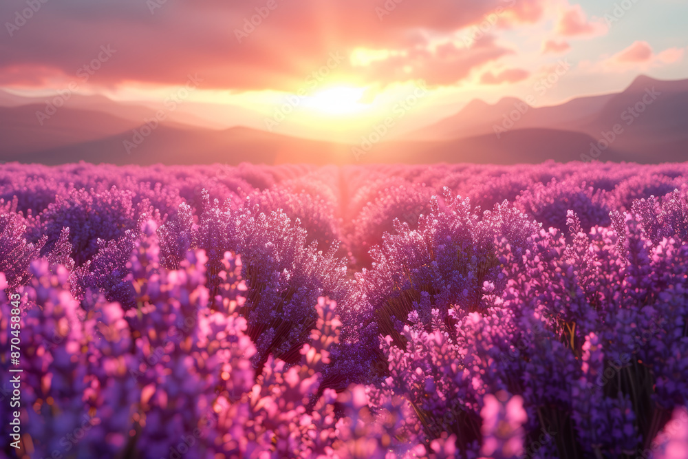 Poster lavender fields sway gently in the breeze, filling the air with a calming scent. concept of tranquil