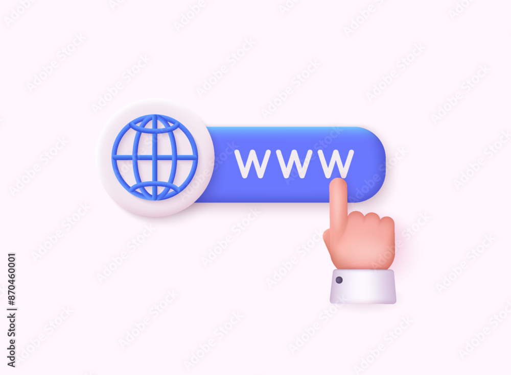 Poster search www sign. address and navigation bar icon. web hosting technology. browser search website pag