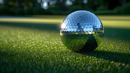 Hole-in-One Golf Ball with Radiant Chrome Finish and Dynamic Reflections