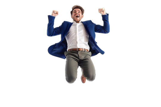 Businessman Jumping Happy Isolated