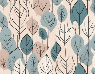 Foliage line art drawing with abstract shape. Natural and minimalist  art