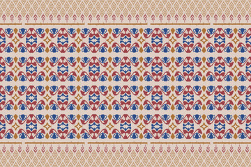 Hand drawn geometric African Ikat paisley embroidery. ethnic oriental ikat seamless pattern. abstract illustration design for wallpaper. Tribal ethnic vector texture. Aztec style. Folk embroidery.