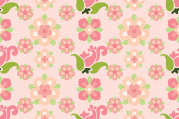 Seamless background image, pink floral pattern, fabric pattern