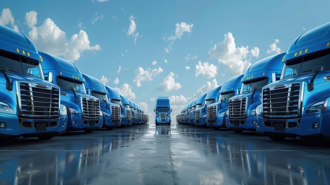 The fleet of blue trucks.