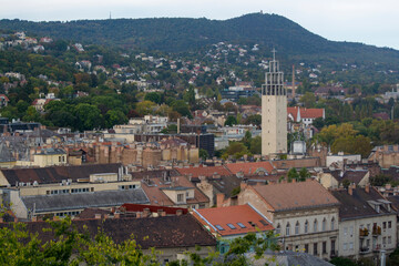 Fototapeta premium Beautiful view of the city of Budapest from the walls of the fortress. A bird's eye view of Hungary's capital Budapest