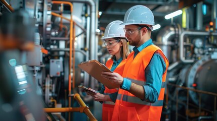 The engineers in the factory