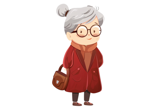 a cartoon of a woman wearing glasses - Powered by Adobe