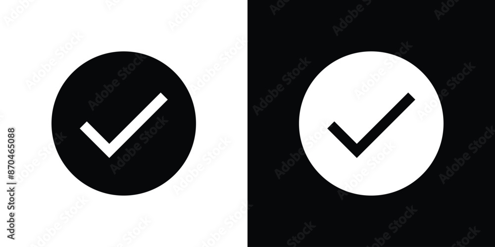Poster verified black and white icon vector. verification check mark. vector