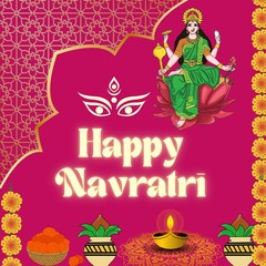 Happy Navratri Festival Greetings Poster Design! Elegant Post Design with Colorful Icons! Make it Yours! Thank You!