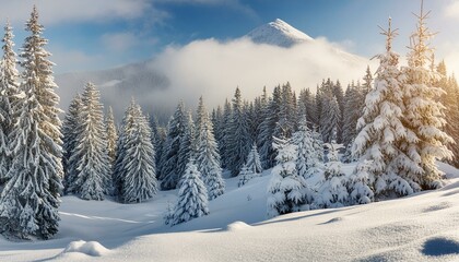 Obraz premium Snow-covered pine forest