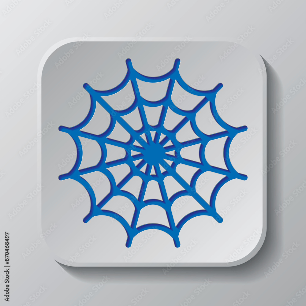 Poster web simple icon. flat design. paper cut design. cutted blue symbol with shadow. gray badge button, g