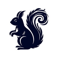 vector squirrel black silhouette icon design illustration template