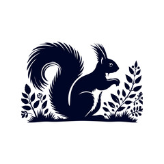 vector squirrel black silhouette icon design illustration template