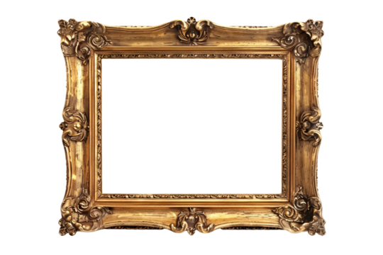 a gold frame with a white background