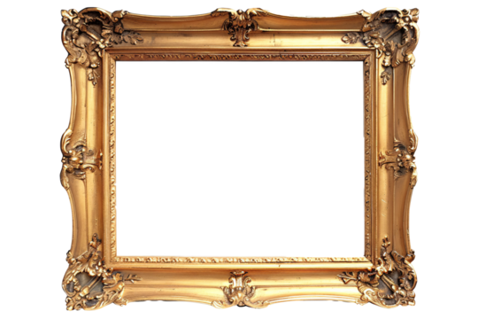 a gold frame with a white background