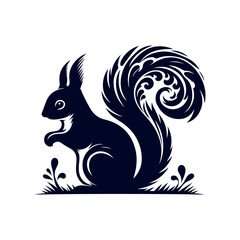 vector squirrel black silhouette icon design illustration template