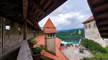 Bled Lake with its surroundings on cloudy spring day, Slovenia © Jana