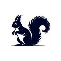 vector squirrel black silhouette icon design illustration template