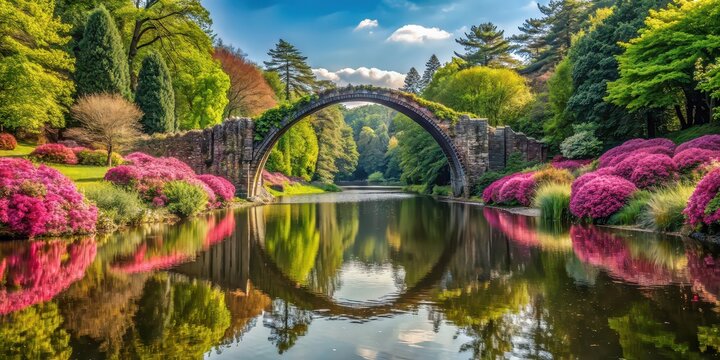 Azalea and Rhododendron Park in Germany with the iconic Devils Bridge, Azalea, Rhododendron, Park
