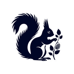 vector squirrel black silhouette icon design illustration template
