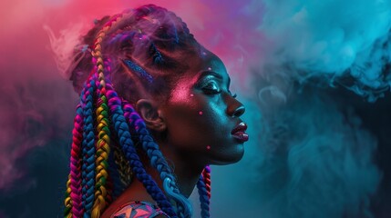 The woman with colorful braids.