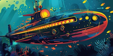 Obraz premium Fun Submarine Illustration in Vibrant Colors