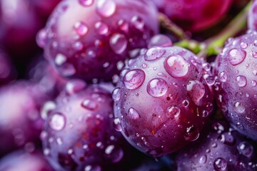 Fresh and Juicy Grapes Glistening with Water Drops. Nature's Delight and Healthy Snack