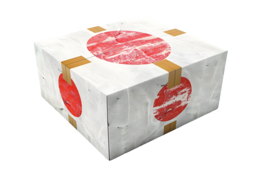 Box with japan flag printed, PNG image