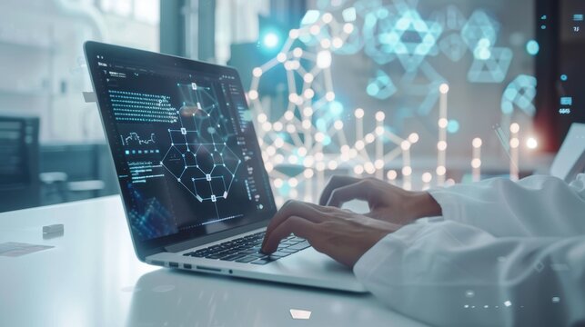 The hands on a laptop