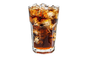 a glass of cola with ice