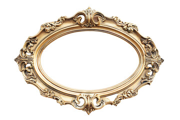 a gold oval frame with a white background