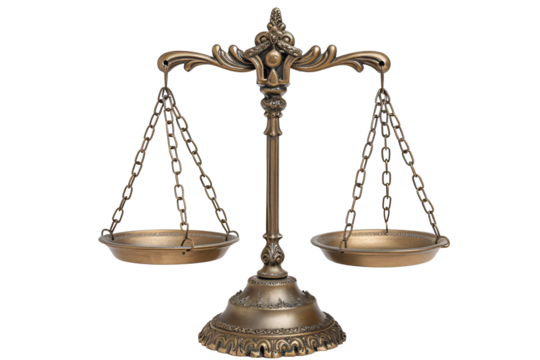 a gold scale with a white background