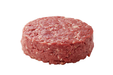 a raw burger on a white background