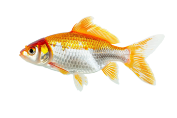 a gold fish with orange and white fins