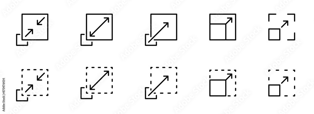 Wall mural scalability or scalable icon set. size, resize icons. size scale expand icon