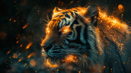 Abstract tiger tech, Ai generate