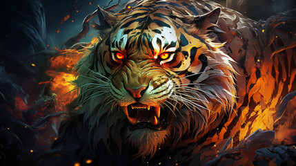 Abstract tiger tech, Ai generate