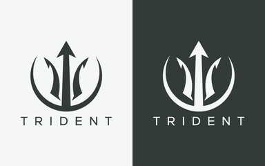 Minimalist trident logo. Modern abstract trident logo