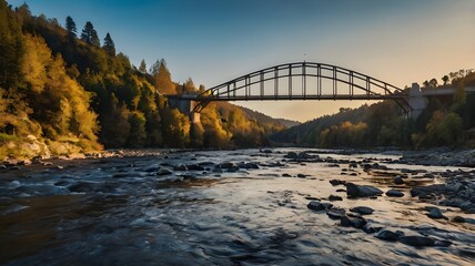 Naklejka premium bridge over the river