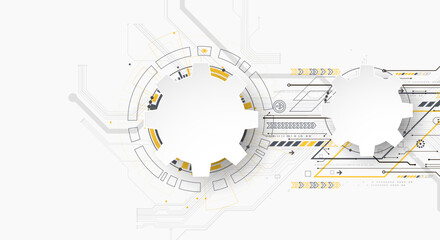 Abstract technology background. Cogwheels ART theme.  Hand drawn Vector illustration