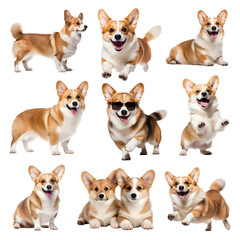 Cute corgi png element set, transparent background