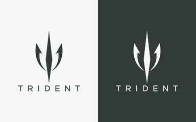 Minimalist trident logo. Modern abstract trident logo