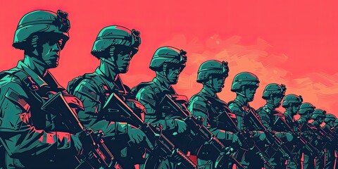 Illustrated Armed Forces Ready for Battle