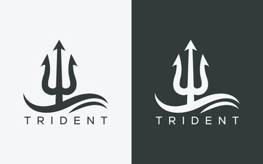 Minimalist trident logo. Modern abstract trident logo