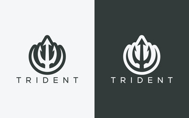 Minimalist trident logo. Modern abstract trident logo