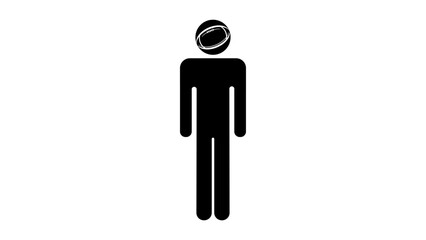 rugby fan, black isolated silhouette