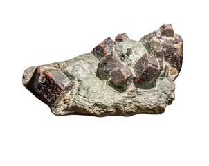 Garnet mineral on white, isolated