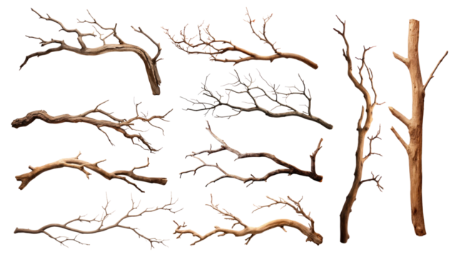 Tree branch png element set, transparent background